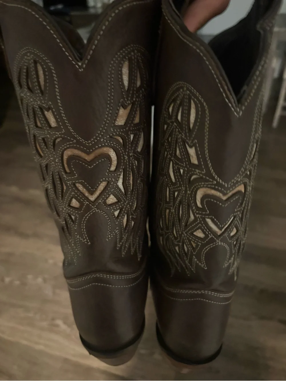 Brown Laredo Leather Western Cowboy Boots with Cutout Shaft